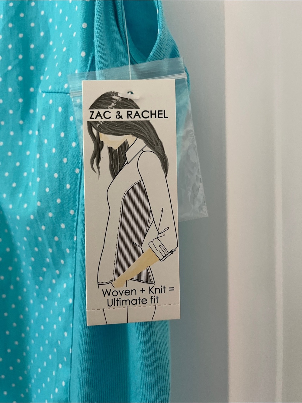 Zac & Rachel Turquoise Polka Dot Sleeveless Button-Down Shirt - Picture 3 of 8